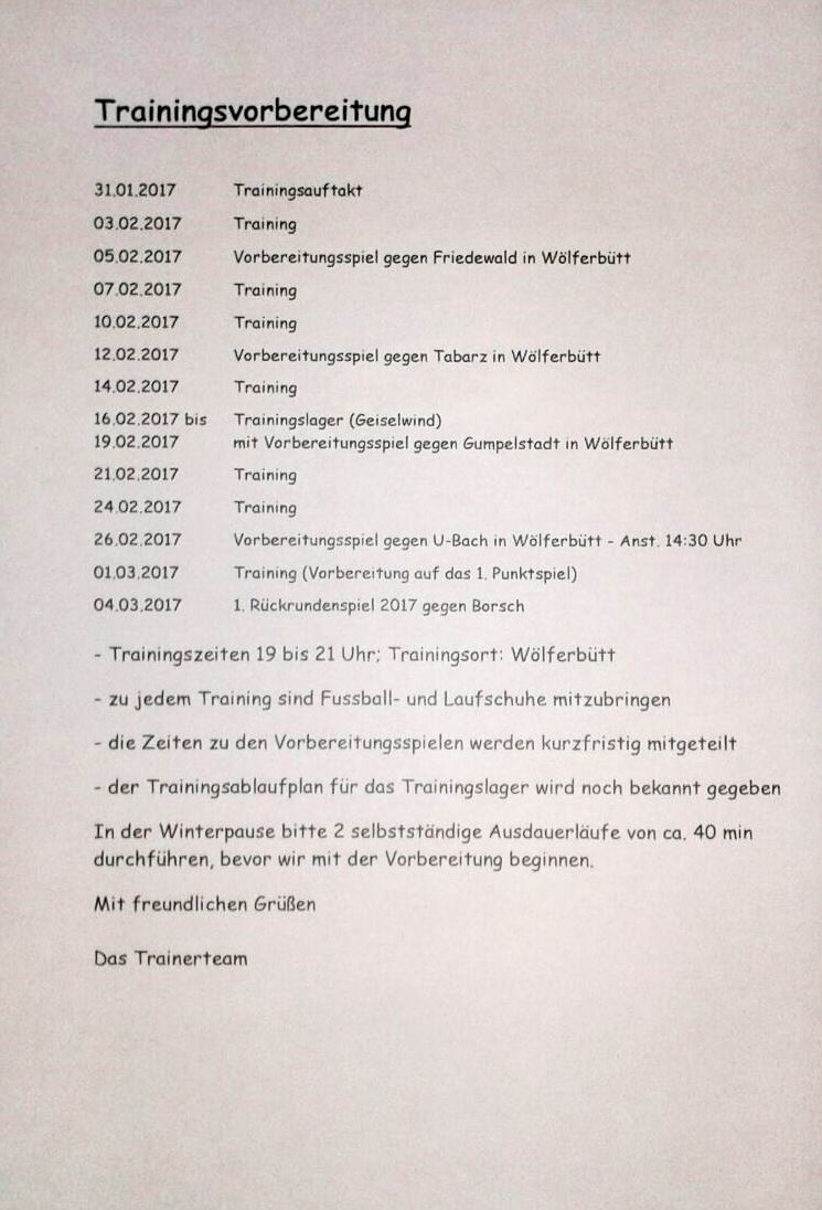 Trainingsplan