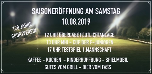 SAISONERÖFFNUNG AM 10.08.