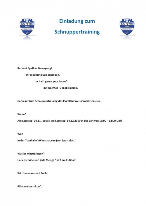 Schnuppertraining für Kinder!