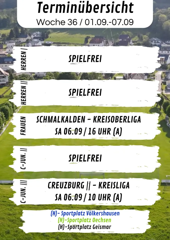 Wochenübersicht Herren - C-Junioren KW36