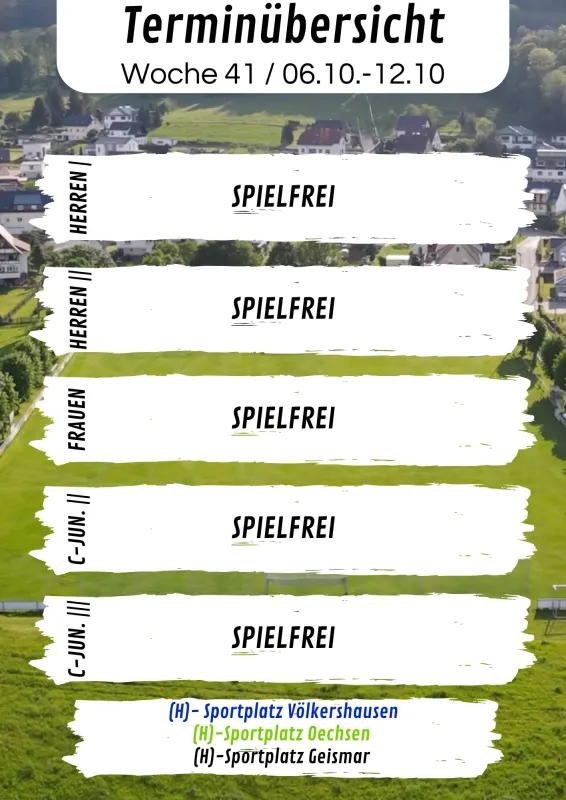 Wochenübersicht Herren - C-Junioren KW41