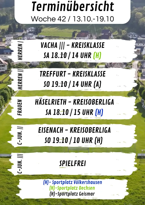 Wochenübersicht Herren - C-Junioren KW42