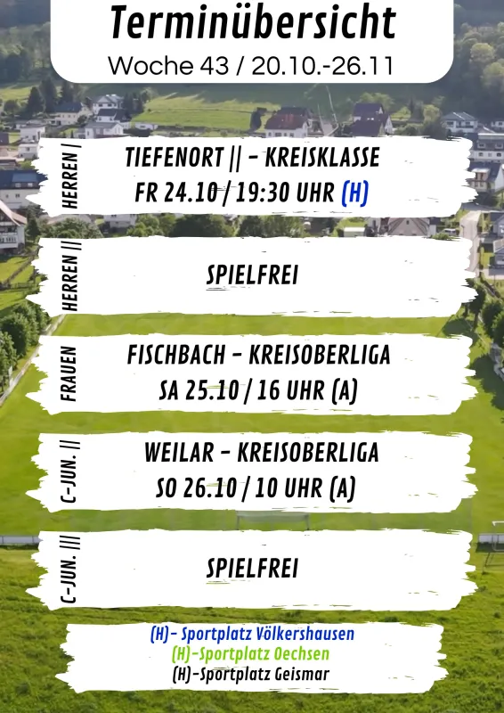 Wochenübersicht Herren - C-Junioren KW43