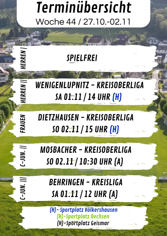 Wochenübersicht Herren - C-Junioren KW44