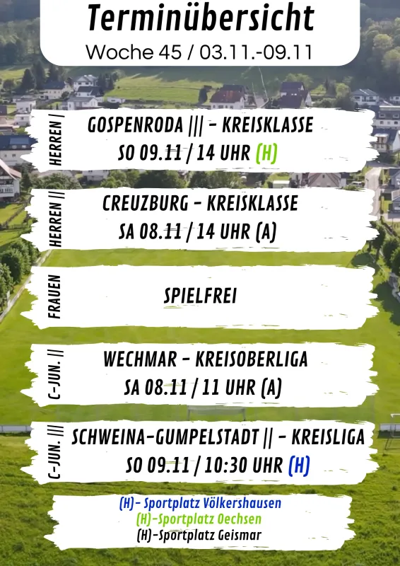 Wochenübersicht Herren - C-Junioren KW45