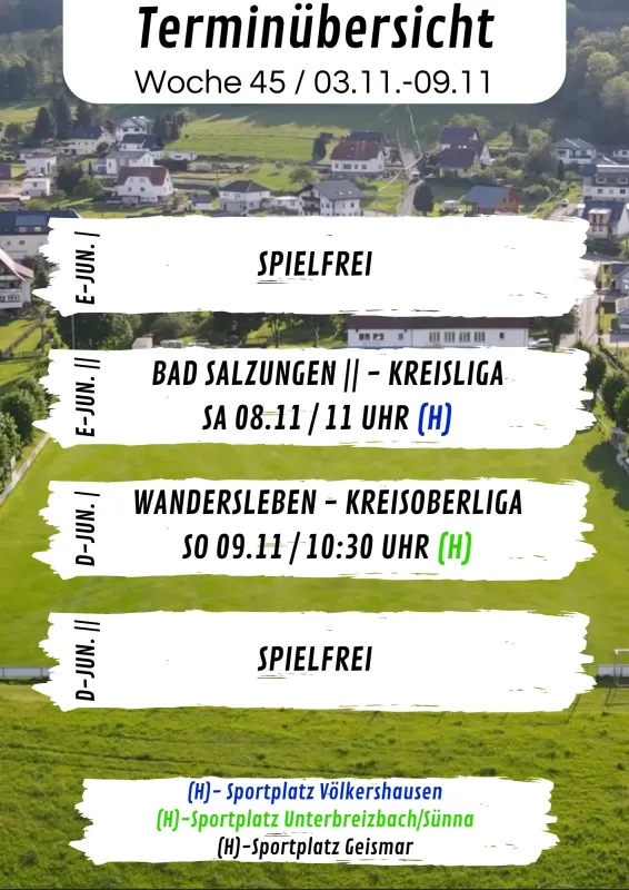 Wochenübersicht E-Junioren - D-Junioren KW45