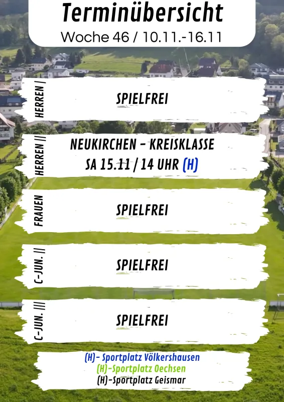 Wochenübersicht Herren - C-Junioren KW46