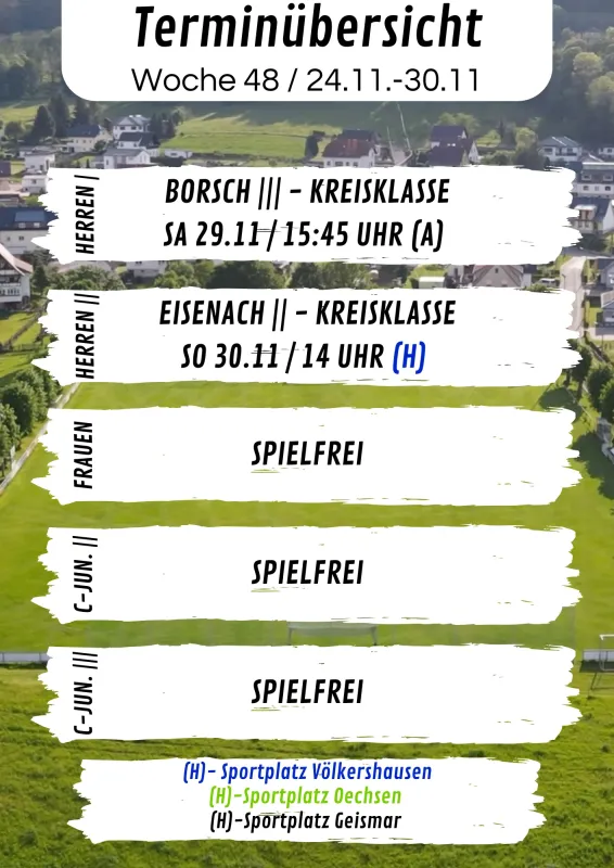 Wochenübersicht Herren - C-Junioren KW48