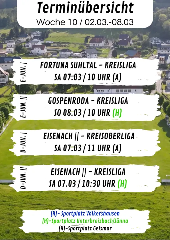 Wochenübersicht E-Junioren - D-Junioren KW10
