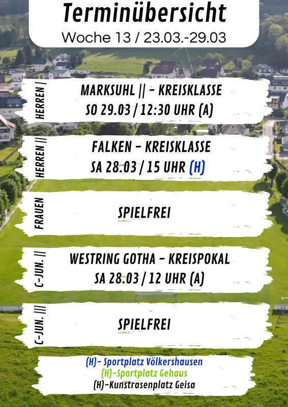 Wochenübersicht Herren - C-Junioren KW13