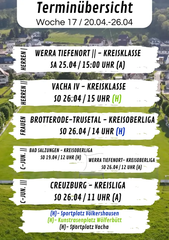 Wochenübersicht Herren - C-Junioren KW17