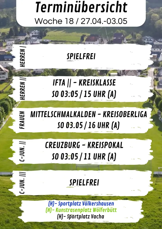 Wochenübersicht Herren - C-Junioren KW18