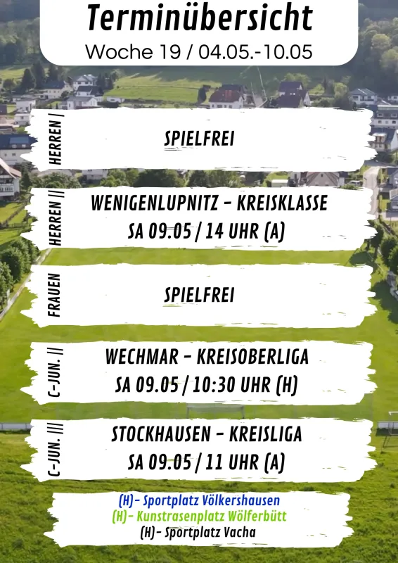 Wochenübersicht Herren - C-Junioren KW19
