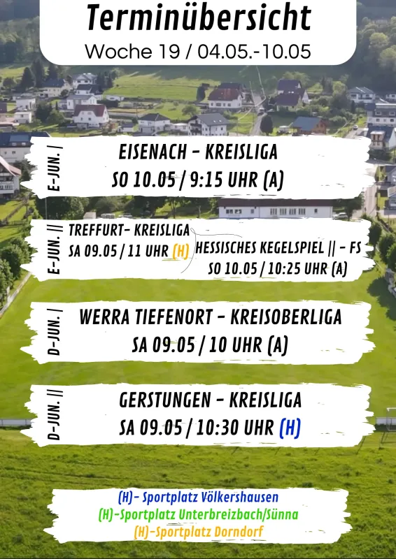 Wochenübersicht E-Junioren - D-Junioren KW19