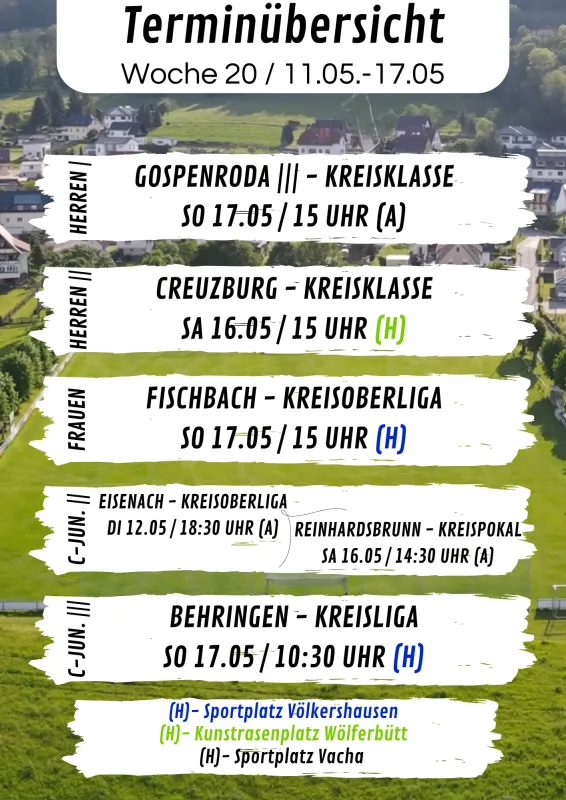 Wochenübersicht Herren - C-Junioren KW20