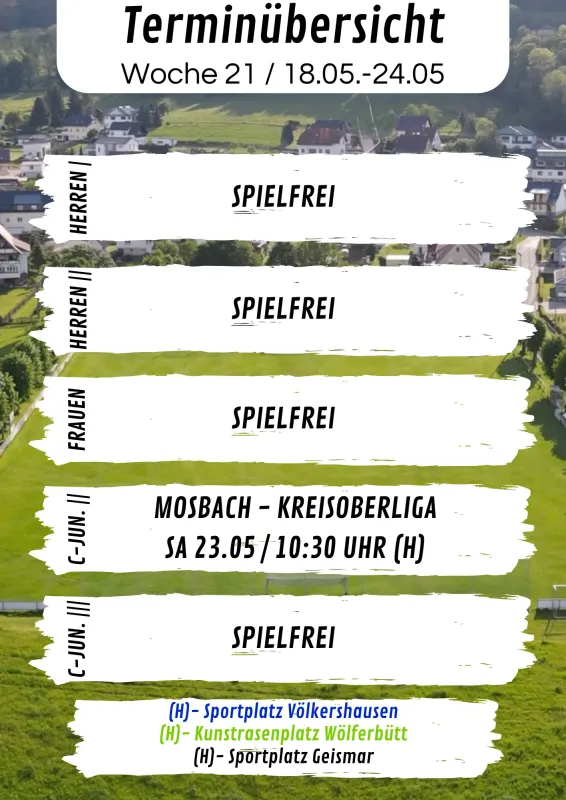 Wochenübersicht Herren - C-Junioren KW21