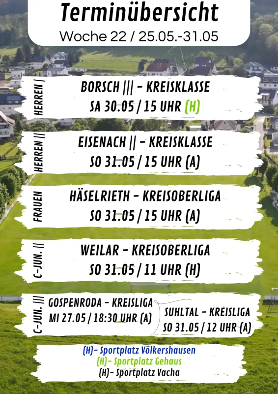 Wochenübersicht Herren - C-Junioren KW22