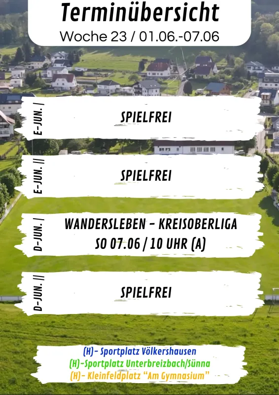 Wochenübersicht E-Junioren - D-Junioren KW23