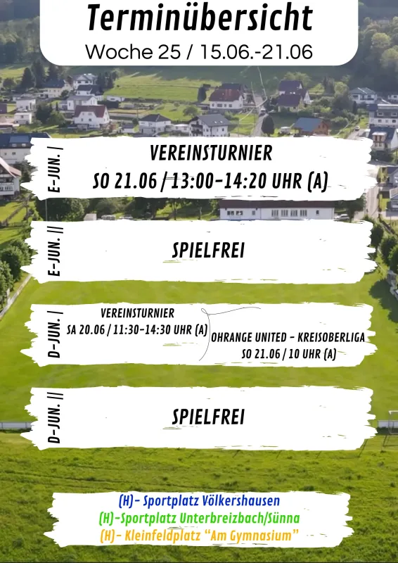 Wochenübersicht E-Junioren - D-Junioren KW25