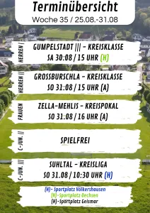 Wochenübersicht Herren - C-Junioren KW35