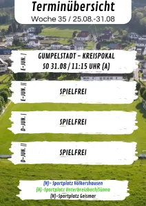 Wochenübersicht E-Junioren - D-Junioren KW35
