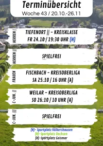 Wochenübersicht Herren - C-Junioren KW43