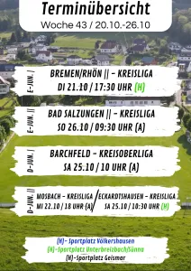 Wochenübersicht E-Junioren - D-Junioren KW43