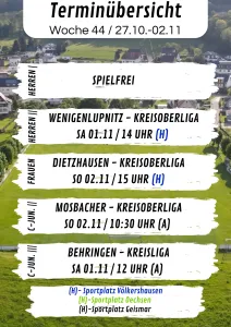 Wochenübersicht Herren - C-Junioren KW44