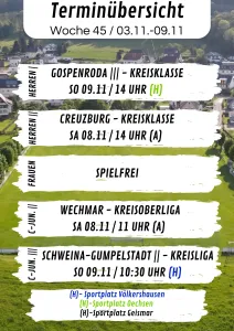 Wochenübersicht Herren - C-Junioren KW45