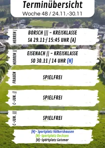 Wochenübersicht Herren - C-Junioren KW48