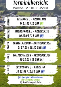 Wochenübersicht Herren - C-Junioren KW12