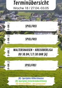 Wochenübersicht E-Junioren - D-Junioren KW18