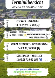 Wochenübersicht E-Junioren - D-Junioren KW19