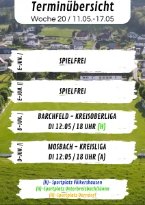 Wochenübersicht E-Junioren - D-Junioren KW20