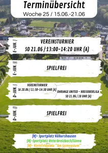 Wochenübersicht E-Junioren - D-Junioren KW25
